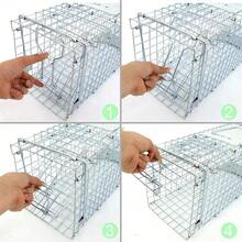 Foldable Galvanized Metal Live‑Catch Animal Trap Cage, Rust‑Resistant Reusable Portable Rescue Capture Tool, Suitable For Outdoor Stray Animal Trapping And Rescue - A - View 7