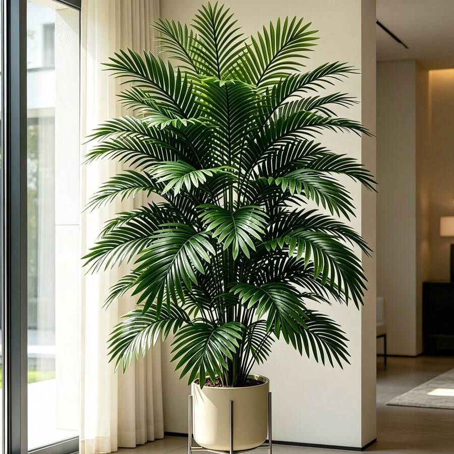 49.21 Inch Giant Areca Palm Tree - Tropical Rainforest Artificial Greenery; Vibrant Artificial Foliage; Suitable For Garden/Yard/Party/Villa/Pool/Hotel And Multiple Indoor/Outdoor Style Decor; Munich Beer Festival/Green Hat Festival/Independence Day/Father's Day/June Festival/Palm Tree Festival And Other Year-Round Holiday Decorations, Preferred Choice For Summer And Autumn Home Decor, No Pot Included, Outdoor Artificial Greenery, Premium Artificial Plant - Multicolor - View 1