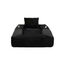 Folding Corduroy Sofa With High-Density Foam And Spring Core For Stable Seating, Side Pocket And Cup Holder, Armrest With Zip, Vacuum Packed, Easy Assembly, For Apartment And Living Room. - 黑色 - 查看 9