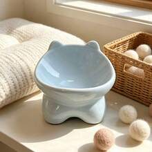 Taça de Cerâmica para Gato com Orelhas de Gato, Taça de Comida para Animais de Estimação com Pé Alto, Proteção do Pescoço e Borda Inclinada, Universal para Gatos e Cães, Taça de Cerâmica para Comida de Gato, Taça para Petiscos, Taça para Água, Fácil de Limpar e Higiénica - 150ml - Ver 5