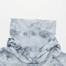 Men's Gray Fish Pattern Hooded Fishing Shirt With Face Mask, Long Sleeve Sun Protection Top Sports Fall - Silver - View 4