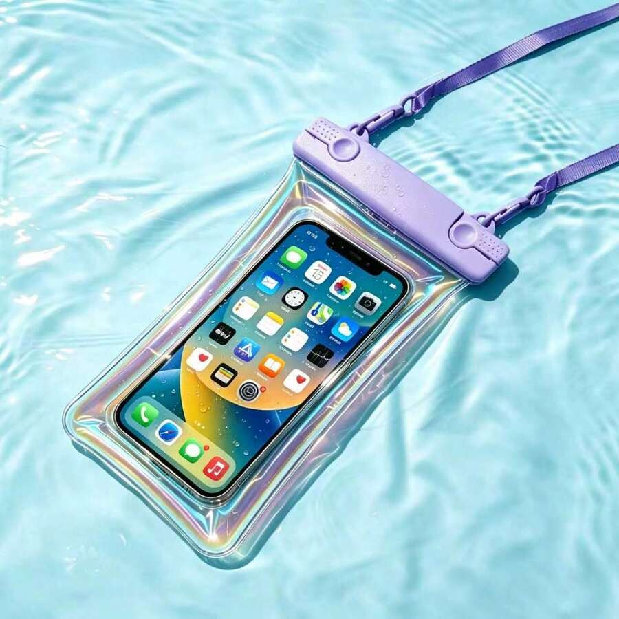 1/2/3pcs Waterproof Anti-Drop Laser Cut Phone Bag, Swimming Halter Phone Case, Sealed Phone Case, Transparent Diving Phone Case Suitable For Outdoor Rafting Swimming, Touchscreen Phone Case - Multicolor - View 1
