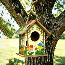 New Cross-Border Wooden Birdhouse Creative Pastoral Outdoor Parrot Bird Nest Villa-Style Bird Feeder Ornament Bird Cage - A - View 1
