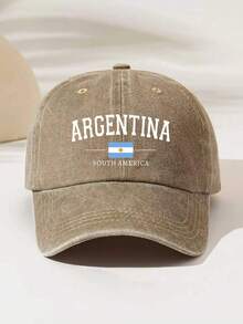 1件時尚極簡水洗棒球帽「ARGENTINA」印花圖案，送給家人與朋友的禮物，四季通用裝飾風格，美式復古運動風，男女通用必備時尚單品 - 阿根廷 - 查看 15