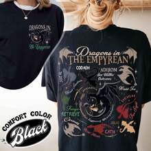 2026 وصول جديد تنانين في السماء سلسلة الجناح الرابع كتاب بضائع المعجبين للجنسين صدر وظهر رسومات متعددة التنانين حجم كبير مريح لون قصير الأكمام - الأسود - مشاهدة 1