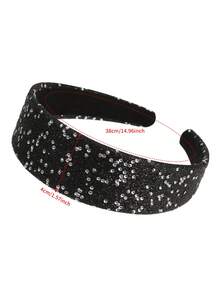 1Pc Elegant Light Luxury Full Diamond Headband, Wide Sparkling Rhinestone Hair Accessory, Suitable For Party/Wedding/Daily Outfit - Multicolor - View 11