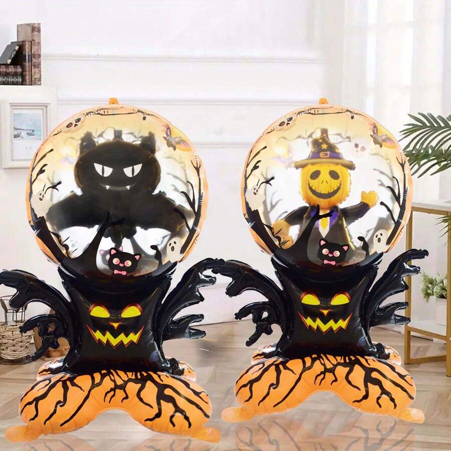 1pc Halloween Scene Decoration - 62.4 Inch Standing Halloween Withered Tree With Bat Base Foil Balloon - Festive And Eye-Catching Decor Halloween - Dead Tree Bat - View 1