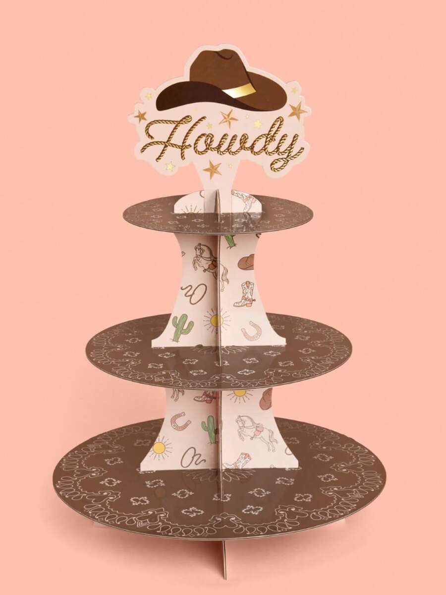 3-Tier Cartoon House Shaped Cake Stand, Suitable For Girls' Birthday Party And Baby Shower Party Decoration - Multicolor - View 1