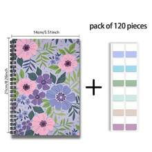 1 Set Fresh Floral 2D Cover Spiral Coil Notebook With Index Sticker Set, Practical Inner Pages, Suitable For Back To School, Work, Study And Other Scenarios. Whether Writing Diaries, Making Daily Plans, Or Using As Memo Pads, It's A Great Choice As Graduation Gift, Birthday Gift, Helping You Plan Your Life Efficiently! - Multicolor - View 2