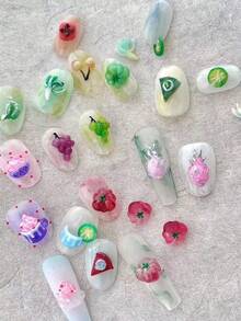Fruit Nail Art Silicone Mold 1pc Grape Dragon Fruit Banana Apple Star Bow 3D Nail Decor Nail Artist Essential Tool Nail Mold - Clear - View 7