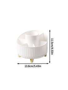 1pc White/Pink/Yellow 360° Spinning Pen Container, Desktop Storage Box For Makeup Brushes, Eyebrow Pencils And Stationery, Universal Organizer For Home Desk & Vanity, Multi-Grid Divided Easy Access, Luxury Metal Leg Table Decor - Multicolor - View 15