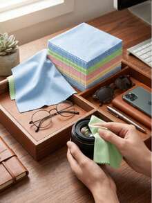 120/100/80/60/40/10pcs Ultra-Fine Microfiber Eyeglass Cleaning Cloths, Soft Scratch-Resistant Reusable Lens Wipes, Multi-Color Random Screen Cleaning Cloths, Suitable For Glasses, Cameras, Jewelry And Electronic Devices Daily Cleaning Supplies - Multicolor - View 1