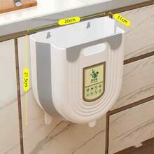 Wall-Mounted Folding Trash Can, Kitchen Cabinet Hanging Garbage Bin, Hands-Free Lid, Removable Inner Liner, Under Sink Trash Can, Compact Space-Saving Storage, Suitable For Bathroom, Office, Bedroom, Diaper Pail Alternative, Easy Installation, Stainless Steel Hook - A - View 13