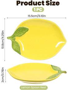 1/2pcs Large Lemon Ceramic Spoon Rest, Suitable For Stove, Elegant Cooking Utensil Holder, Heat Resistant, Can Be Placed On Countertop, Dishwasher , Ideal Gift For Wedding, Housewarming, Etc. - Multicolor - View 5