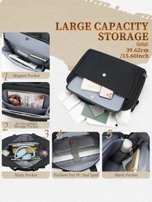 NEWHEY Men's Business Bag Large Capacity Job Interview Bag 3 Carrying Ways 15.6"/17.3" Laptop Bag A4 Compatible PC Bag Handheld Briefcase Shockproof For Business Travel And Commuting - Multicolor - View 6