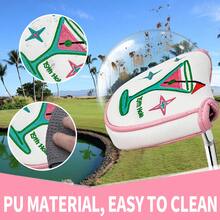 1pc White Pink Edge Fruit Juice Cup Embroidered Half-Round Golf Putter Head Cover, Magnetic Closure Mallet Putter Protector, Durable Fabric Golf Accessory, Suitable For Most Brand Mallet Putters - Multicolor - View 6