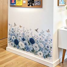 1pc Blue Baseboard Print Wall Sticker, Decal, Wall Sticker, Vinyl Decal For Home Decor, Summer Decorate Your Home, Decorative Sticker Gift Birthday Graduation - 47013-blue Edict Shadow - View 4