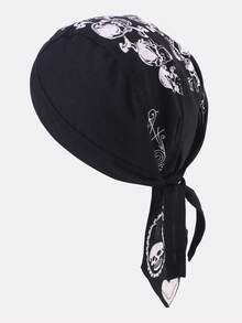 1pc Men's Flame Pirate Bandana Headwrap Cycling Hat Suitable For Daily Use - Skeleton - View 1