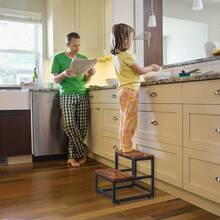 600LBS 2-Tier Step Stool, Heavy-Duty Wooden Step Stool For Adults, 2-Step Household Ladder, Multi-Functional Bedside Foot Stool, Compact Portable Step Stool For Bathroom, Bedroom, Kitchen & School, Sturdy Wooden Household Step Ladder, Easy To Carry - Two Levels 350 Pounds - View 2
