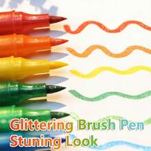12pcs Random Color Glitter Gel Pens, Vibrant Watercolor Markers, Professional Art Markers, Suitable For Painting, DIY Crafts, Greeting Cards And Sketching - One Size Fits All - View 5
