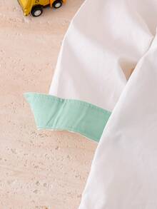 Young Boy Car Embroidery White Shirt Autumn - White - View 5