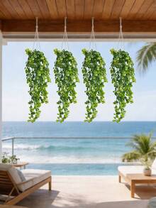 3件裝人造吊掛蕨類植物，人造吊掛植物，仿真吊掛蕨類，仿真吊掛尤加利，抗UV塑料植物，適用於室內外房間、居家裝飾、婚禮、陽台、門廊、牆面裝飾、居家、庭院、室內外層架、辦公室裝飾（綠色），1/3件（以實際產品為準） - 綠色 - 查看 7