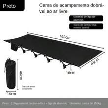 Cama dobrável portátil para camping ao ar livre, barraca de grama, beliche para camping. - Preto - Visão 2