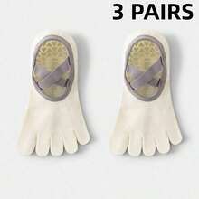 1/2/3 Pairs Cotton Non-Slip Five-Finger Sports Socks, Suitable For Yoga, Pilates, Plank, Indoor Sports, Gift For Loved Ones - Multicolor - View 19
