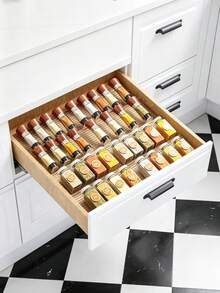 4/2 Pieces Acrylic Kitchen Drawer Seasoning Bottle Storage Rack - Cabinet Drawer Seasoning Can Storage Rack, Spice Bottle Display Storage Rack, Kitchen Storage Supplies, Shelf Partition Board - Transparent - View 2