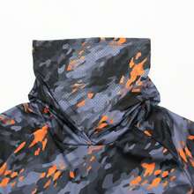 Men's Black & Orange Camo Hooded Fishing Shirt With Face Mask, Long Sleeve Sun Protection Top Sports Fall - Black - View 4
