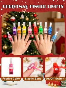 Christmas Finger Projection Light, Mini Glowing Fingertip Clip-On Projection Light With Switch, Suitable For Christmas Decoration, Adult Christmas Party, Holiday Small Gifts, Surprise Gift Box Fillers, Applicable For Christmas Home Party Photo Props, Adult Holiday Gift Fillers - Multicolor - View 4