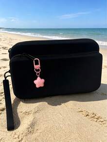 1 pieza Bolsa de maquillaje de viaje con correa de muñeca con colgante de estrella, bolsa de tocador de silicona de doble capa, funda multifuncional impermeable para teléfono, bolso esencial de viaje, bolsa de vacaciones en la playa, organizador de almacenamiento de artículos de tocador diario unisex, bolsa con cremallera para billetera, bolsa pequeña para suministros de piscina y ducha de verano - Multicolor - Ver 11