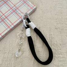 1pc Y2K Iridescent Butterfly Smart Phone Wrist Strap, Thick Braided White & Pink Contrast Color Hand Rope, Acrylic Heart Phone Shoulder Strap Charm, Sweet Versatile Daily Phone Accessory - Multicolor - View 9