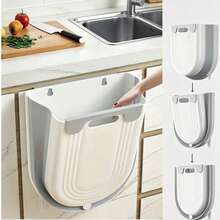 Wall-Mounted Folding Trash Can, Kitchen Cabinet Hanging Garbage Bin, Hands-Free Lid, Removable Inner Liner, Under Sink Trash Can, Compact Space-Saving Storage, Suitable For Bathroom, Office, Bedroom, Diaper Pail Alternative, Easy Installation, Stainless Steel Hook - A - View 11