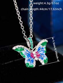 1pc Beautiful Butterfly Shaped Cubic Zirconia Pendant Necklace, Suitable For Women To Wear, Applicable For Wedding, Engagement, Anniversary, Party, Valentine's Day Gift - 1# - View 7