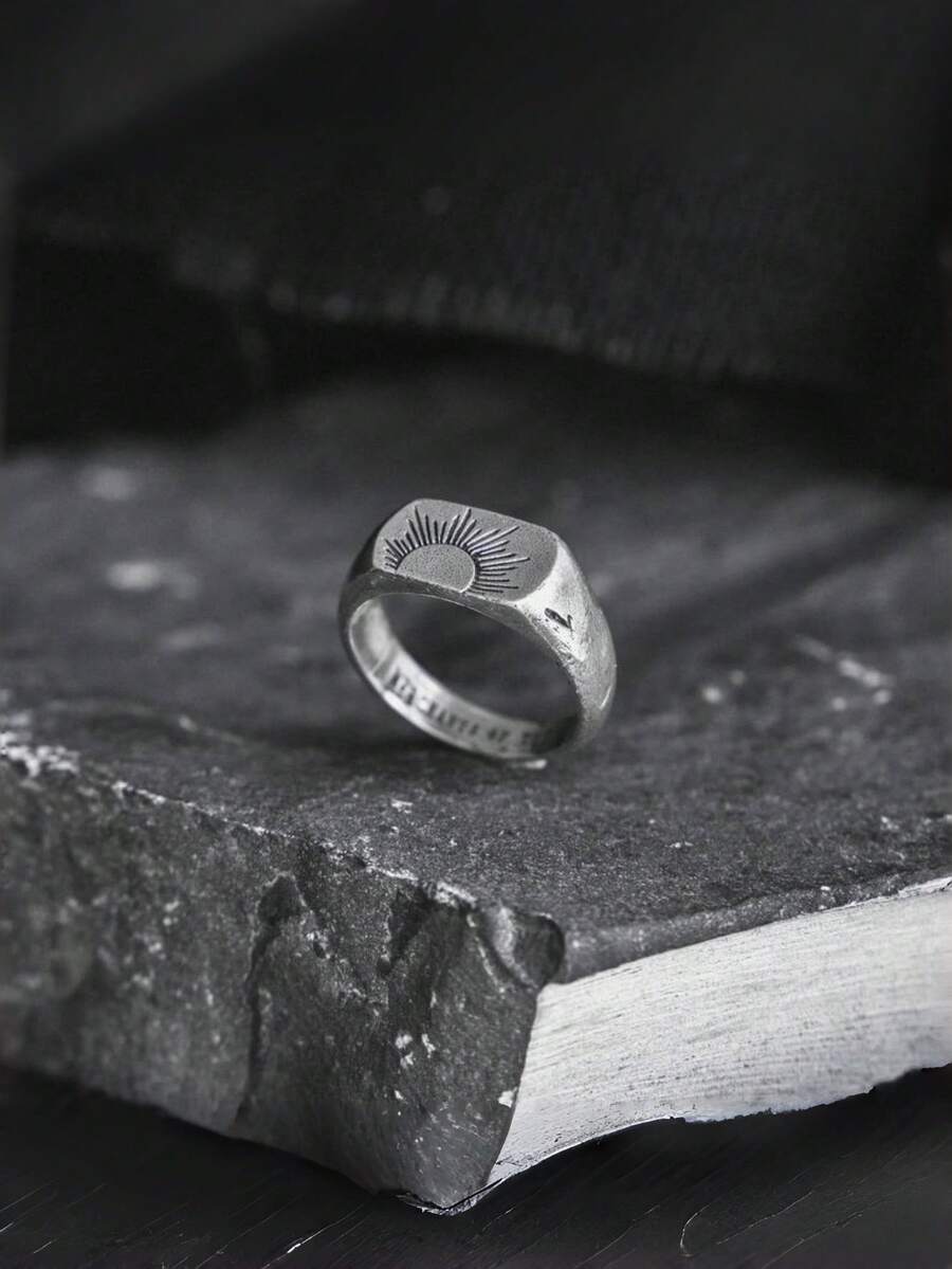 Men's Sunrise Sun Ring Vintage Distressed Ring Suitable For Men's Daily Wear - Men's Sunrise Ring - View 1