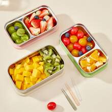 1Pc Multifunctional 304 Stainless Steel Lunch Box With Lid, Portable Divided Fruit Salad Food Storage Container, Leak Proof Bento Box, Refrigerator Food Fresh-Keeping Box, Meal Prep Box For Student Adult Use In Home, Office, Picnic, Back To School - Multicolor - View 5