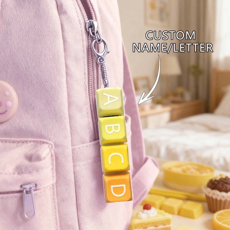 Solid Color Mechanical Keyboard 4-Key Fidget Toy, Stress Relief Keycap Keychain Pendant, Bag Charm - Multicolor - View 1