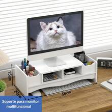 Soporte Monitor Escritorio De Madera De 2 Nivele Organizador YMYM - Granate - Ver 8