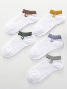 5 Pairs Kids Socks, Solid Color Minimalist Mesh Short Socks - Multicolor - View 2