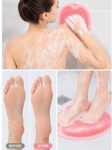 2/1pc Foot Scrubbing Mat With Hook, 2-In-1 Foot And Back Massager, Shower Foot Cleaning Exfoliating Pad With Suction Cups, Unisex Bathroom Foot Wash Mat, Deep Cleaning Massage Tool For Shower, Home Use, Back To School, New Year Gift - Multicolor - View 2