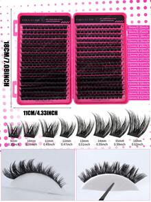 384 Clusters C Curl 120D Thick Fluffy Fish Tail Eyelashes High Capacity Eyelashes Book, Beginner Friendly, Easy Use For Diy Eyes Makeup, Long Lasting Classic Realistic Mix Lash Lashes Extension For Enlarge Eyes,Natural Look Fishtail Cluster Lashes - Hot Pink - View 6