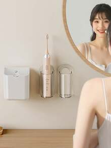 1件/2件 電動牙刷架 壁掛式支架 家用收納牙刷架 牙刷架 刮鬍刀架 - 無色 - 查看 3