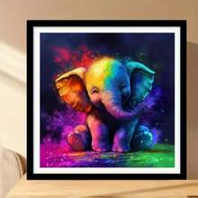 1pc Painted Elephant Pattern 5D Frameless Diamond Painting Kit, High-Quality Original Design Handmade DIY Diamond Art Tools, Round Full Drill Artificial Gemstone Wall Decor Gift, Craft Sewing Puzzle Stress Relief For Adults - View 2