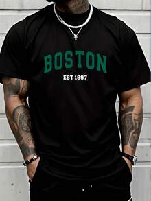 Men's  Graphic Print Regular Shoulder T-Shirt - 白色 - 查看 6