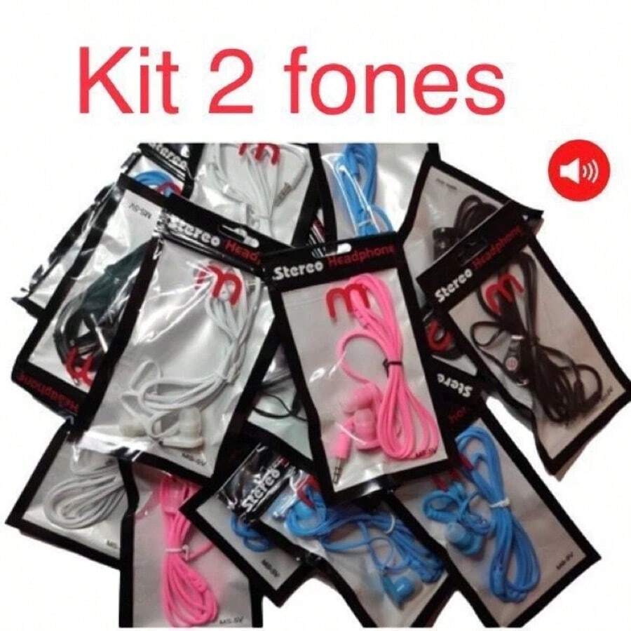 Kit 2 / 3/ 5/10 Fone de Ouvido com Fio Colorido Stereo Headphone