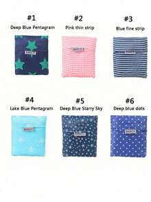 1/2pcs Foldable Shopping Bag, Waterproof Portable Oxford Cloth/Polyester Printed Design, Large Size (35x37cm), Folds To Palm Size (11x11cm), Durable Waterproof, Fits In Pocket, Suitable For Grocery Shopping, Commuting, Travel, And Custom Gifts - Multicolor - View 6