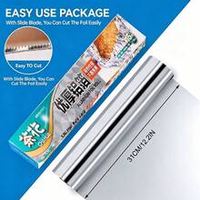 CHAHUA Aluminum Foil Roll With Built-In Cutter – [48.5/97] Sq Ft, Heavy Duty Foil For Baking, Grilling & Food Storage, Disposable Wrap For Hot Dogs, Sandwiches, Catering & Restaurant Kitchen Use - Grey - View 4