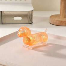 1pc Shiny Soft Sausage Dog Squishy Toy, Designed For Teenagers And Adults Seeking Ritual Of Life And Emotional Release, Ideal Stress Relief Companion For Urban High-Pressure People, Embedded With Fine Gold Powder And Warm Orange Gradient Halo - Multicolor - View 7