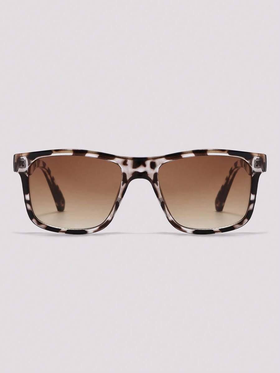 Visivana Leopard Print Sunglasses, Retro Square Frame Plastic Fashion Glasses, Classic Style For Outdoor Sports, Cycling, Travel, Beach, Driving, Fishing - Multicolor - View 1